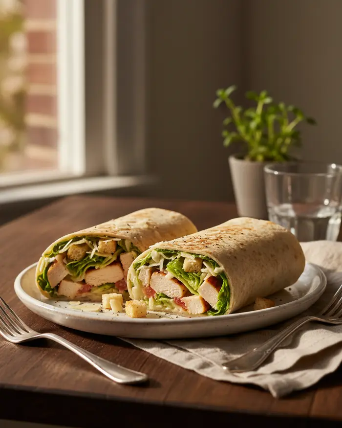 Chicken Caesar Wraps 4 Chicken Caesar Wraps serving suggestion