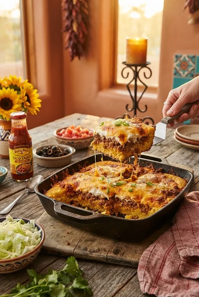 Cheddar Cornbread Taco Casserole 4 cornbread dinner bake