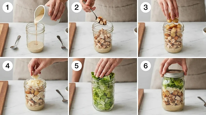 Chicken Caesar Salad Jar 3 easy salad recipes