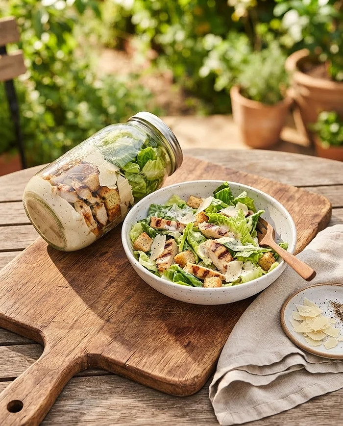 Chicken Caesar Salad Jar 4 healthy quick fresh salad