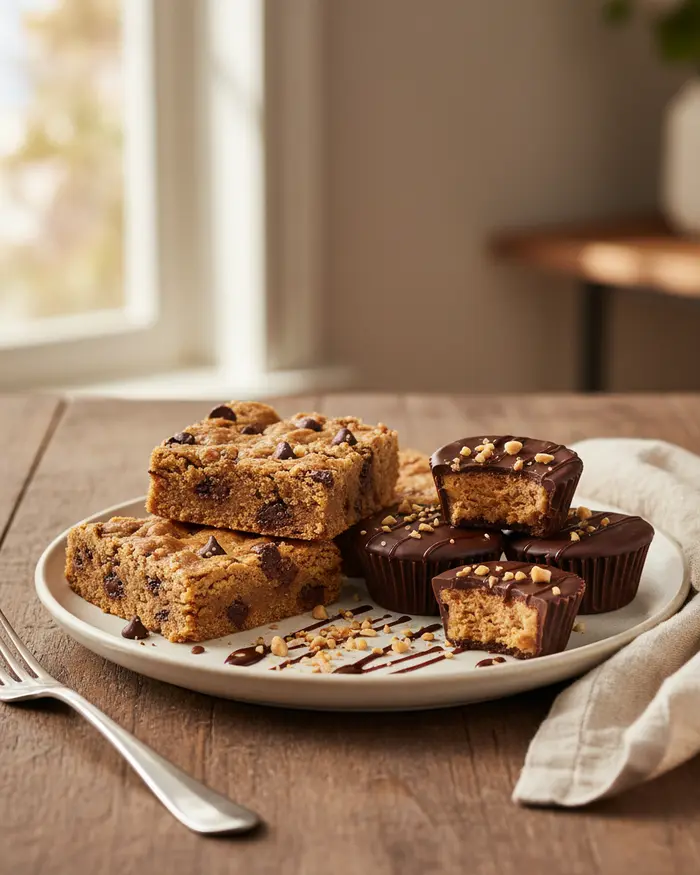 Peanut Butter Bars & Cups serving suggestion