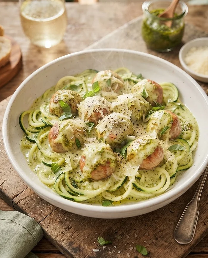 pesto meatballs