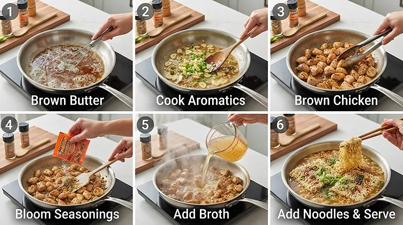Garlic Butter Chicken Ramen Skillet 3 ramen noodle dinner