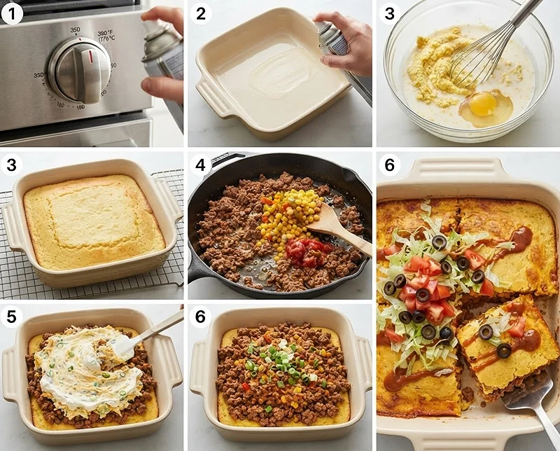 Cheddar Cornbread Taco Casserole 3 taco casserole